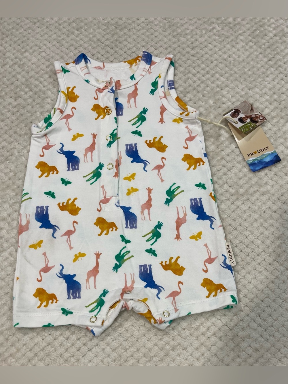 Proudly Baby Unisex Safari Sleeveless Romper 6M NWT